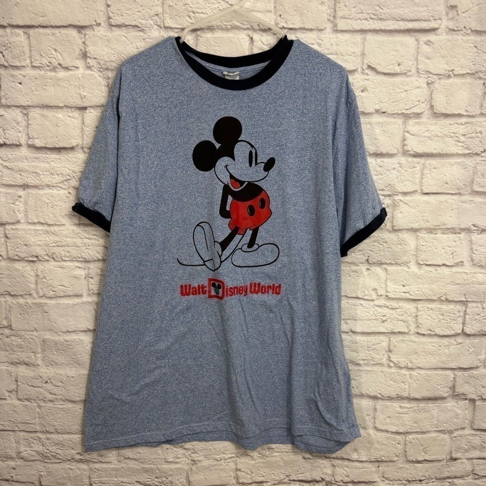 Vintage Disney Unisex Adult Shirt Classic Mickey Mouse Blue Ringer T shirt XXL